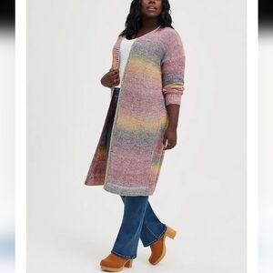 Torrid Knit Rainbow Duster Cardigan 2XL